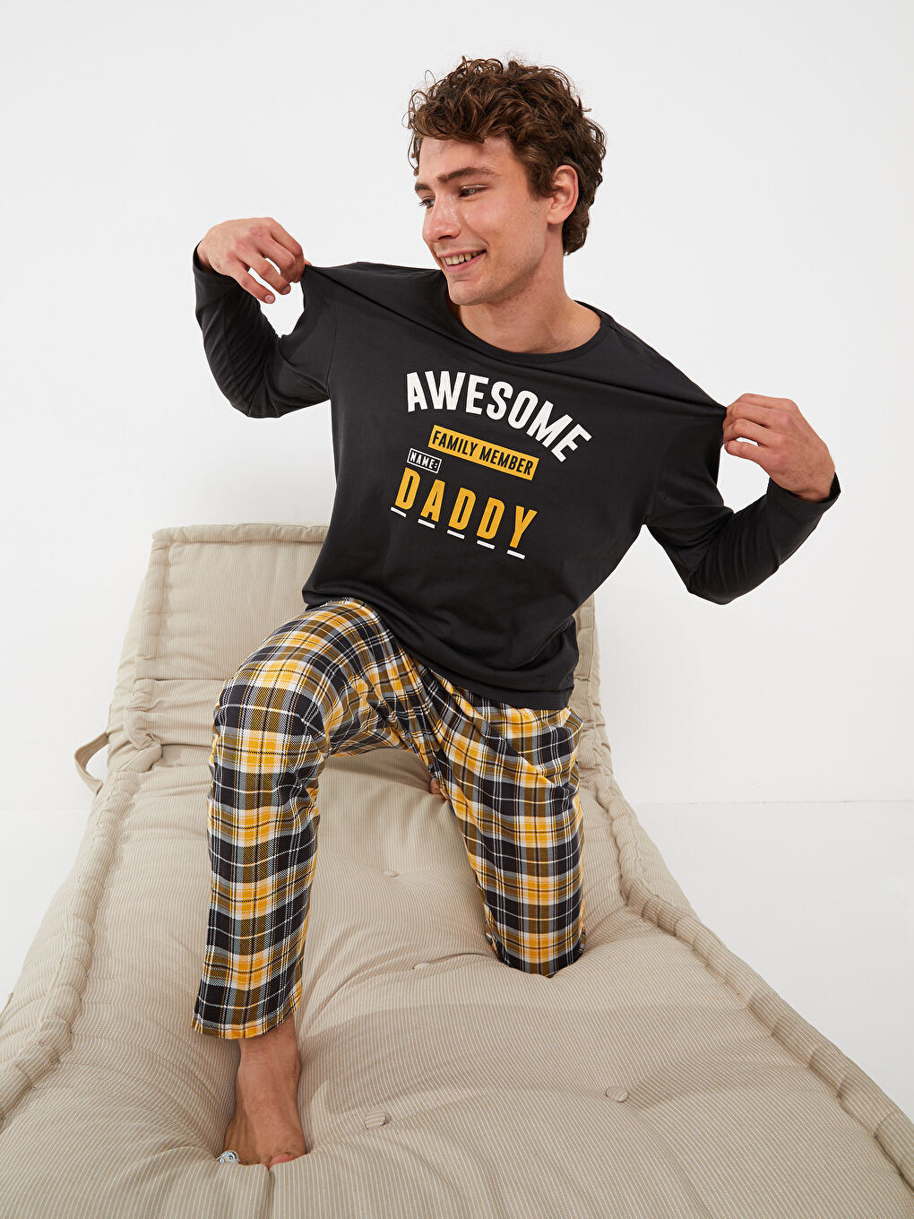 Sarı Standart Kalıp Erkek Pijama Takımı