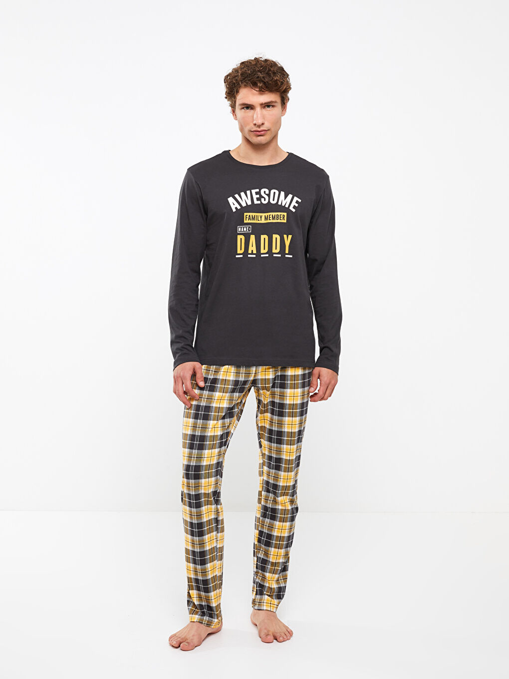 Sarı Standart Kalıp Erkek Pijama Takımı-1