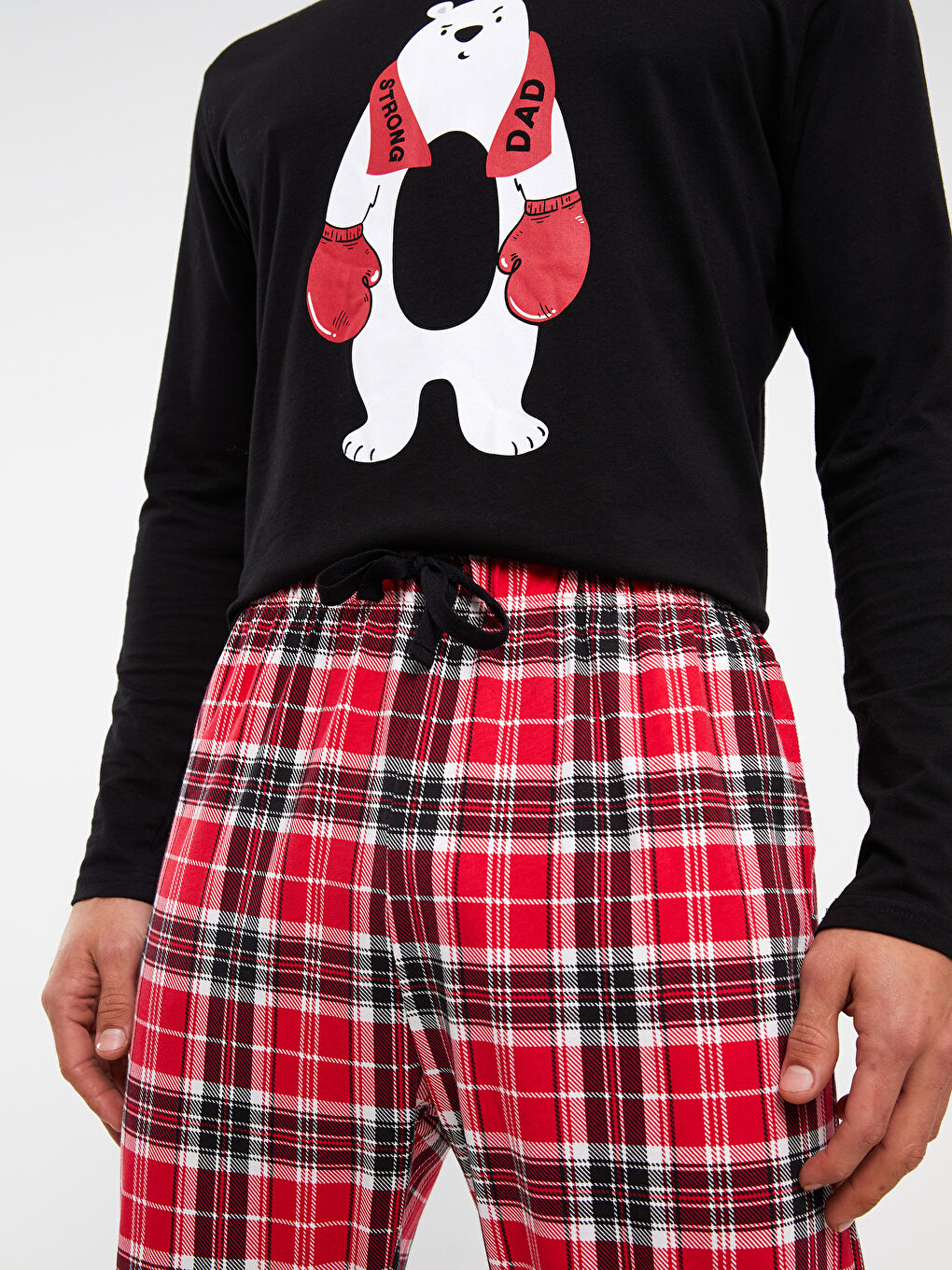 Kırmızı Standart Kalıp Baskılı Erkek Pijama Takımı-7