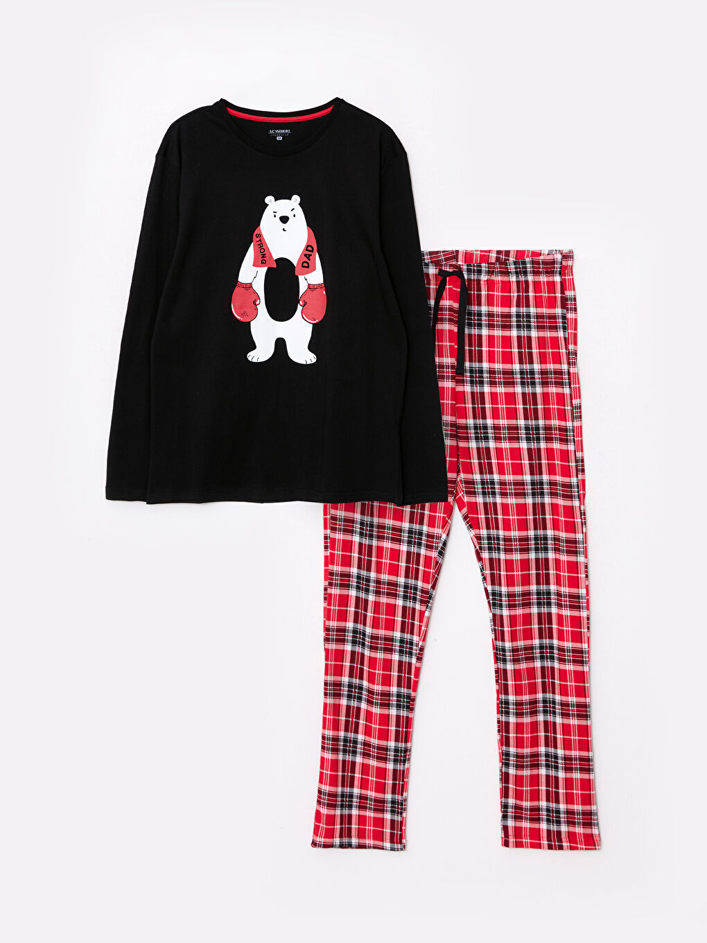 Kırmızı Standart Kalıp Baskılı Erkek Pijama Takımı-12