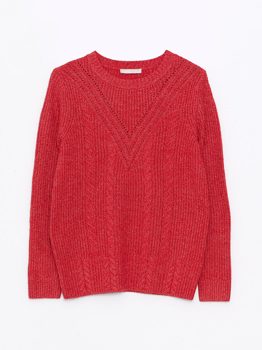 Crew Neck Self Patterned Long Sleeve Women's Knitwear Sweater-4