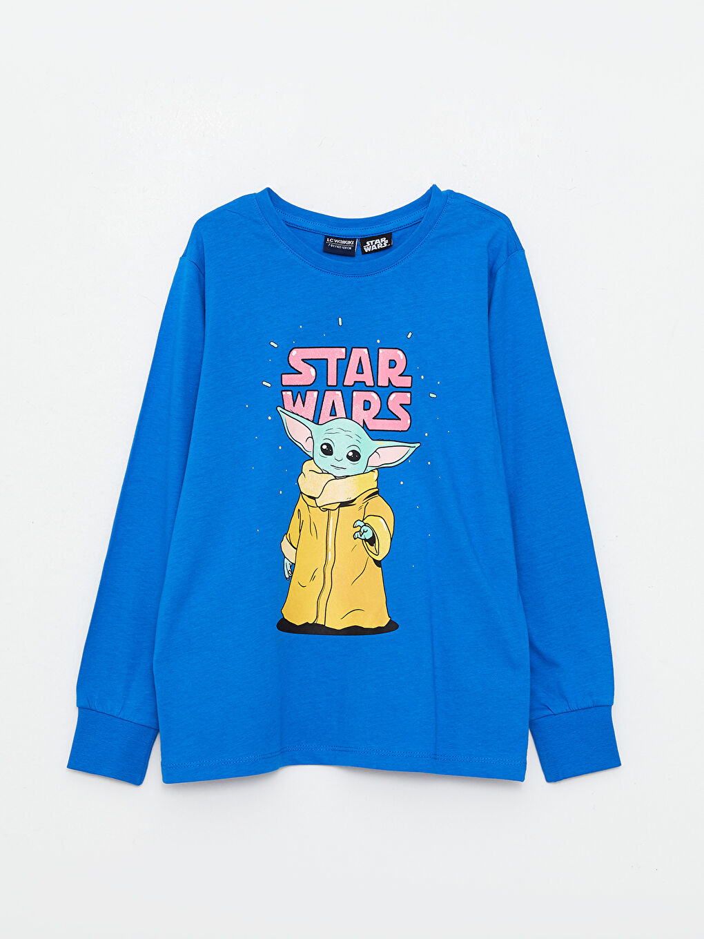 Mavi Bisiklet Yaka Star Wars Baskılı Uzun Kollu Erkek Çocuk Pijama Takımı-1