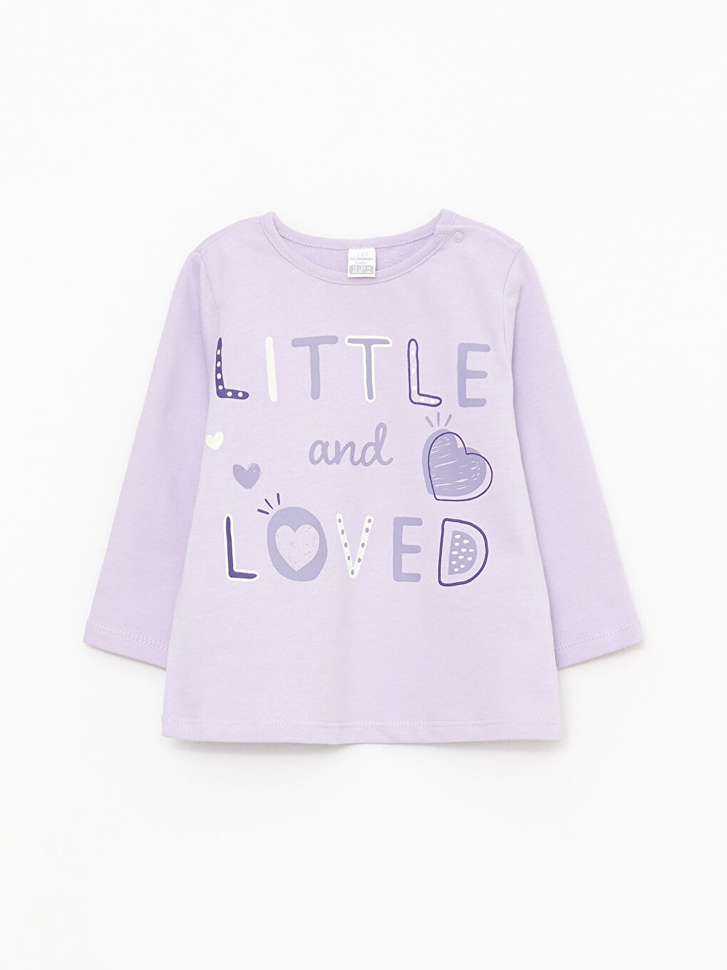 Lila Bisiklet Yaka Uzun Kollu Baskılı Kız Bebek Pijama Takım-1