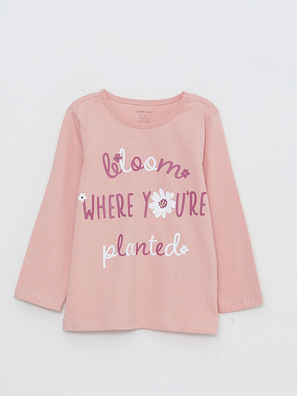 Crew Neck Long Sleeve Printed Cotton Baby Girl 2-Pajama Set-1