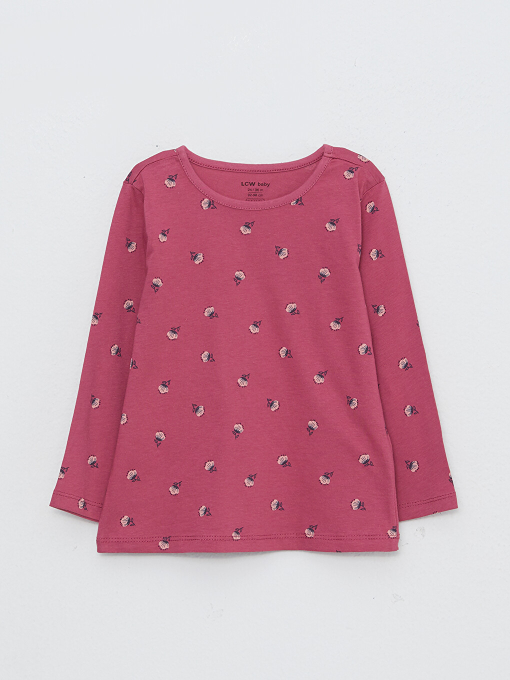 Crew Neck Long Sleeve Printed Cotton Baby Girl 2-Pajama Set-3