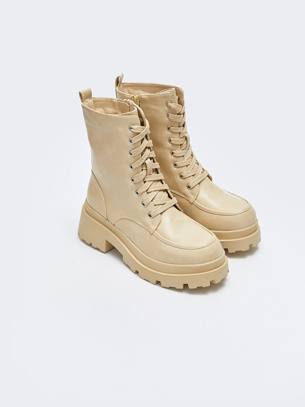 Bottes de Neige en Similicuir à Lacets et Fermeture Éclair pour Femmes