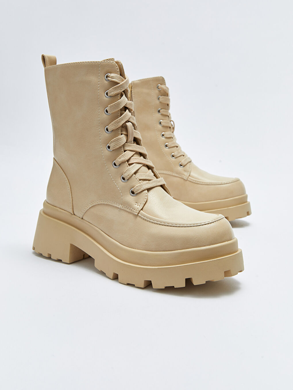 Bottes de Neige en Similicuir à Lacets et Fermeture Éclair pour Femmes-2