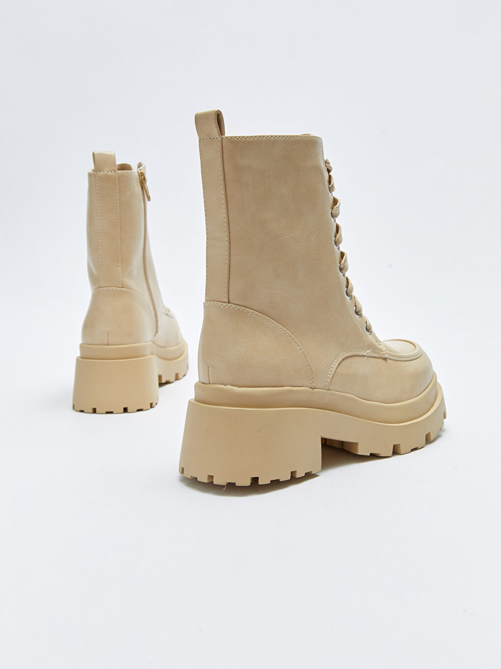 Bottes de Neige en Similicuir à Lacets et Fermeture Éclair pour Femmes-4
