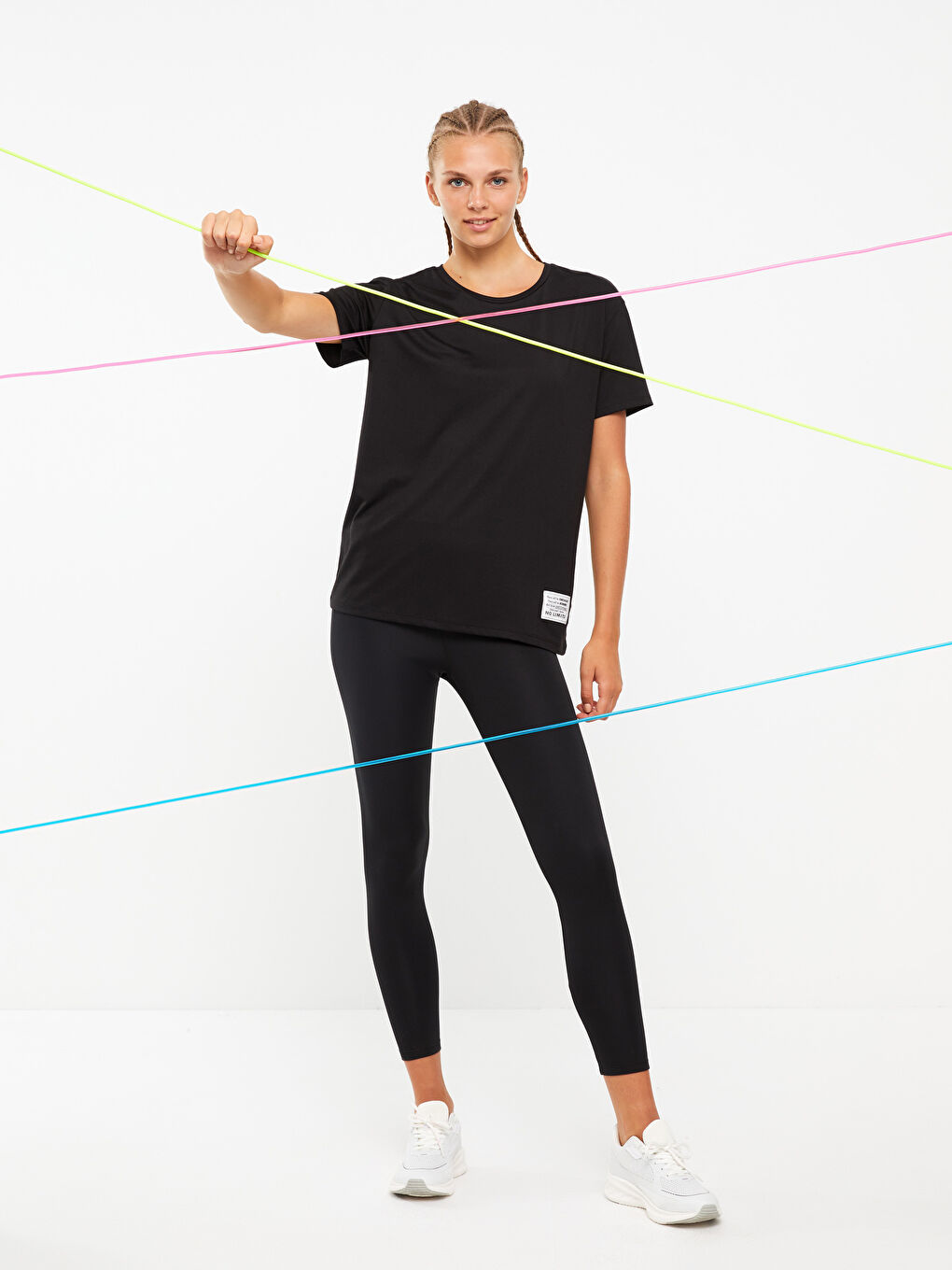 Women's Elasticated Waist Plain Leggings-1