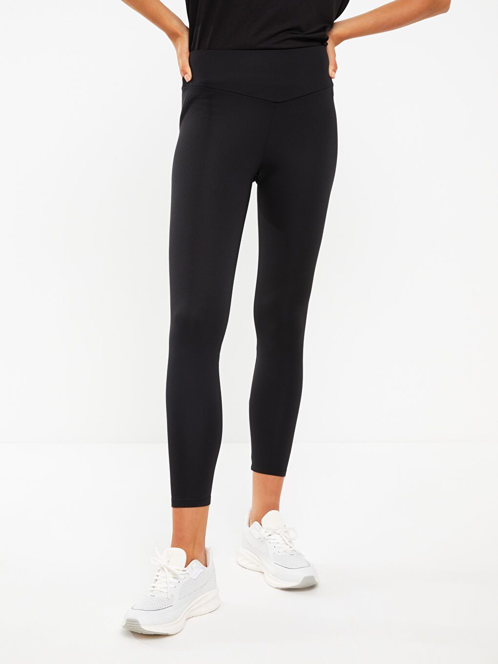 Women's Elasticated Waist Plain Leggings-3