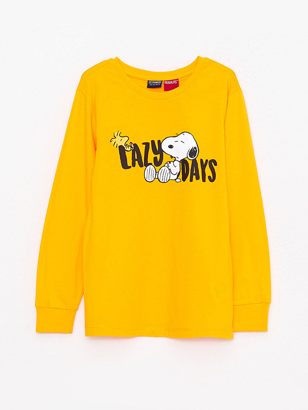 طقم بيجامة أولاد كم طويل مطبوع ياقة دائرية سنوبي-1