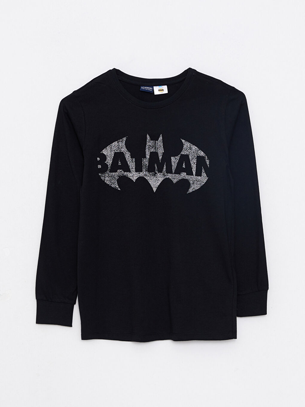 طقم بيجامة كم طويل مطبوع باتمان بياقة دائرية للأولاد-1