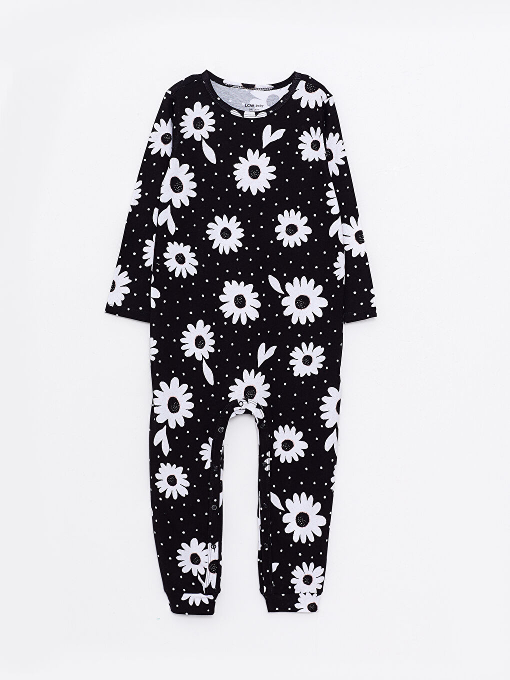 Гащеризон с кръгло деколте, дълъг ръкав и отпечатки за бебета момичета