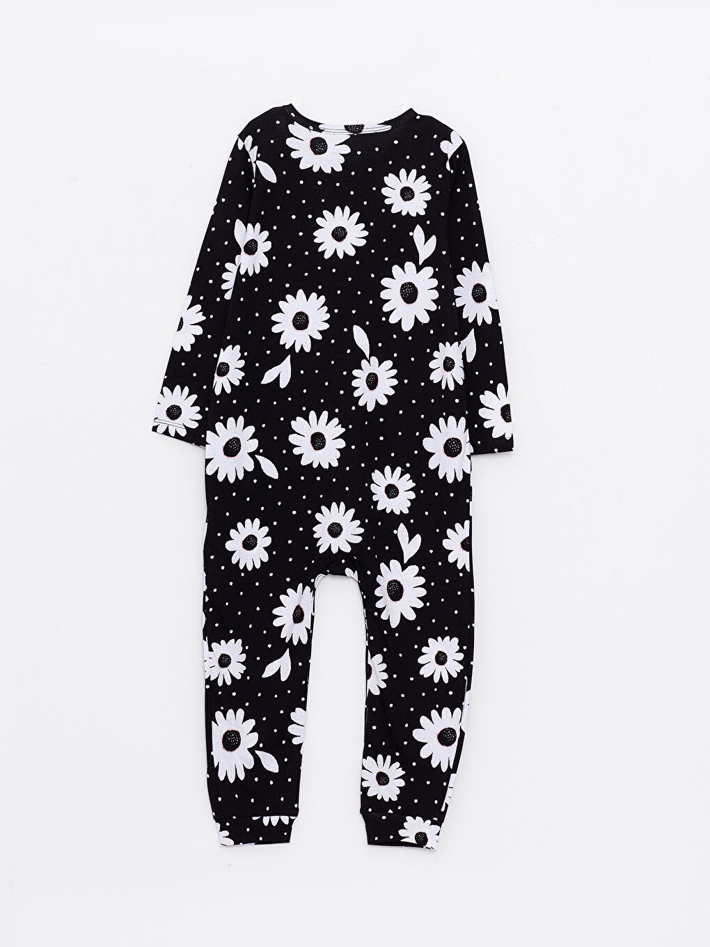 Гащеризон с кръгло деколте, дълъг ръкав и отпечатки за бебета момичета-1