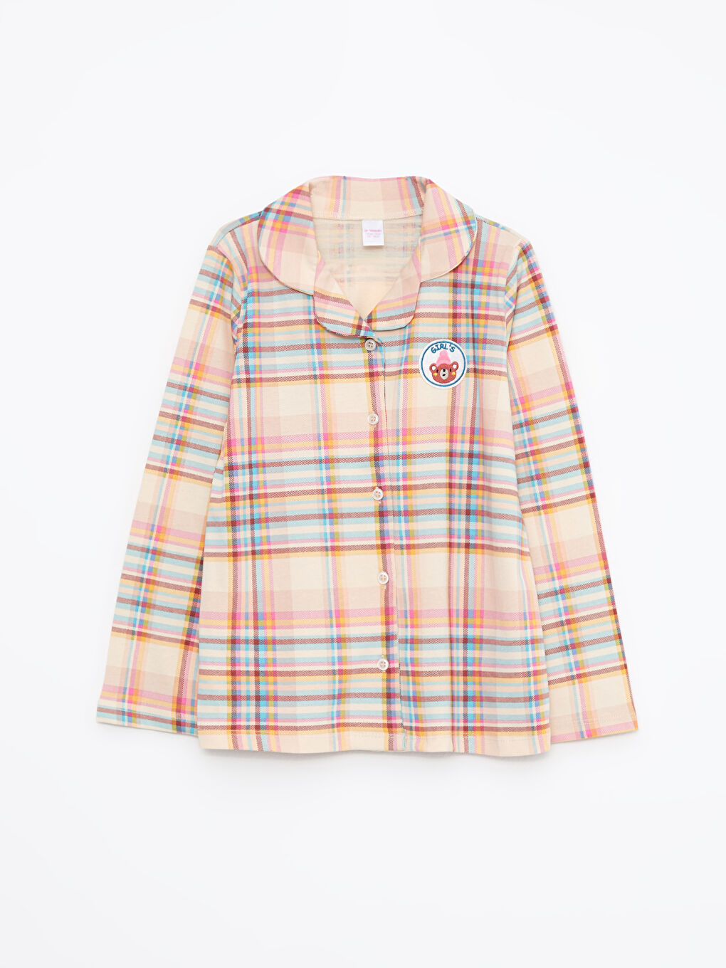 LCW Kids Hemdkragen Karo Langarm Pyjama-Set für Mädchen -W2AT40Z4-LQD