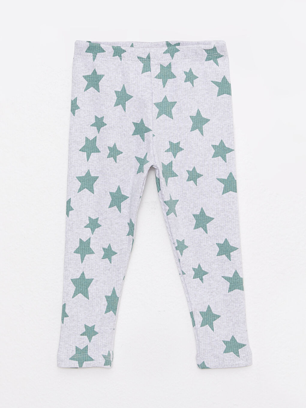 Gri Beli Lastikli Baskılı Pamuklu Kız Bebek Tayt