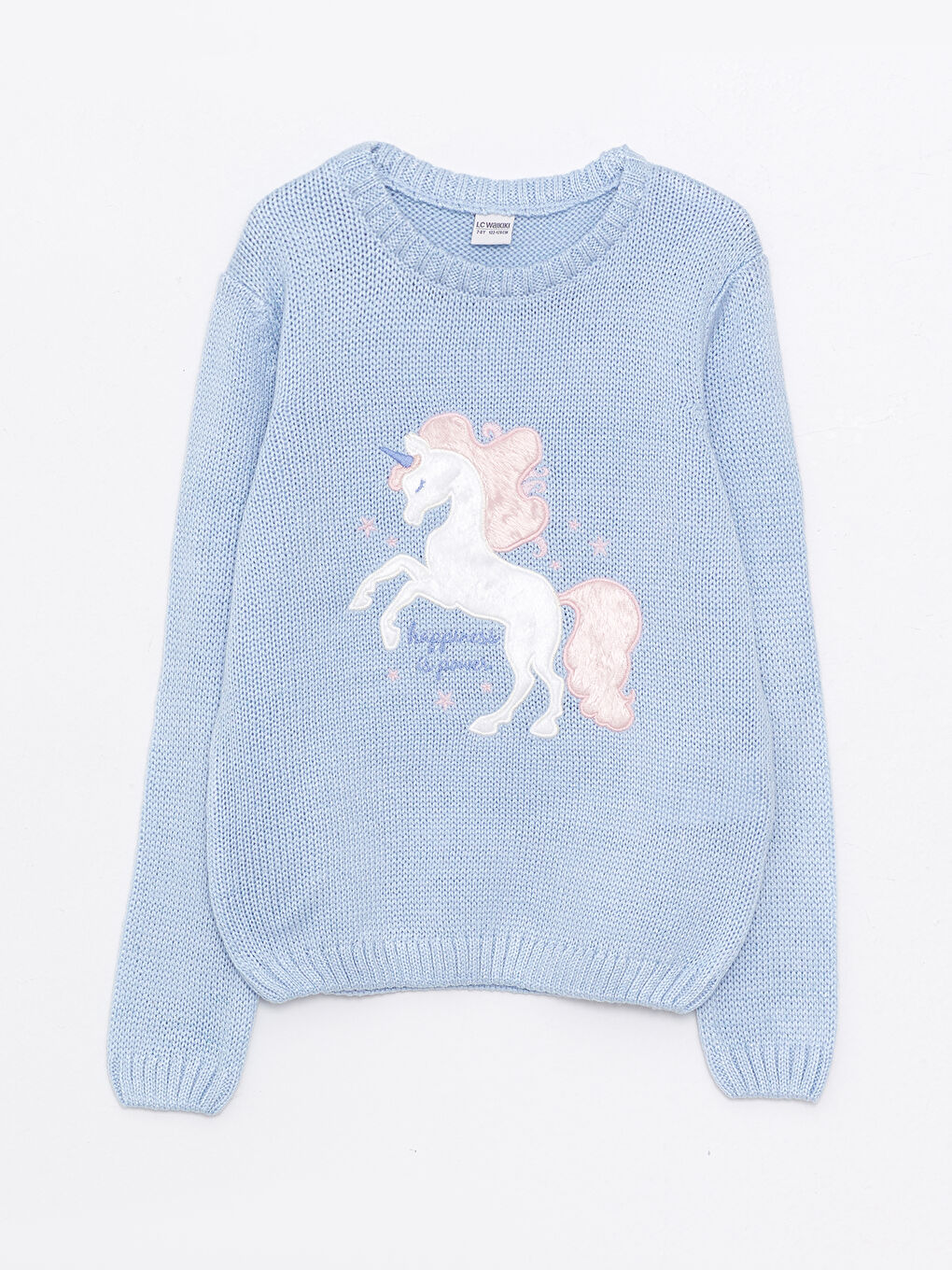 Crew Neck Embroidered Long Sleeve Girls' Knitwear Sweater