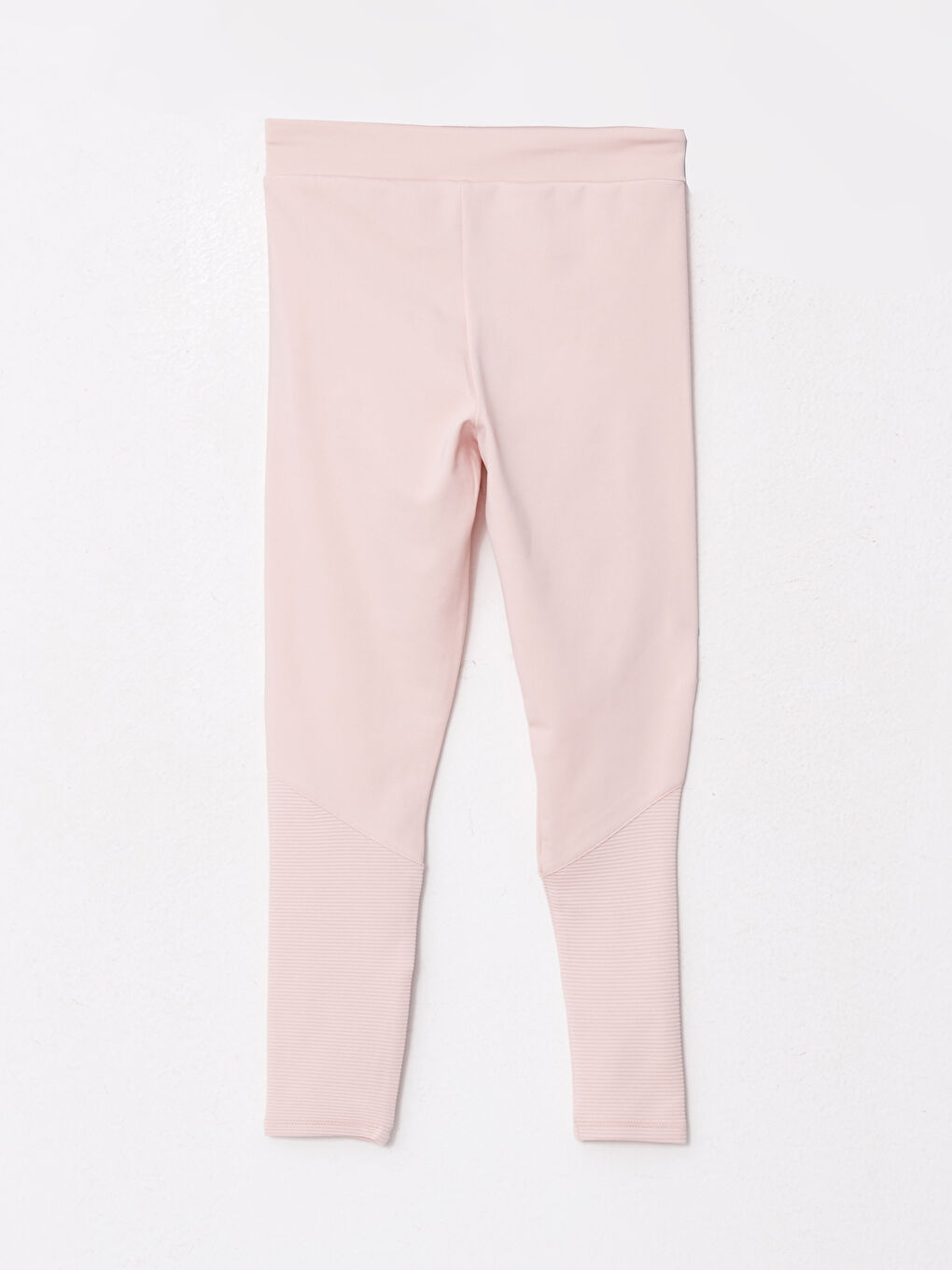 Pembe Beli Lastikli Basic Kız Çocuk Uzun Tayt-1