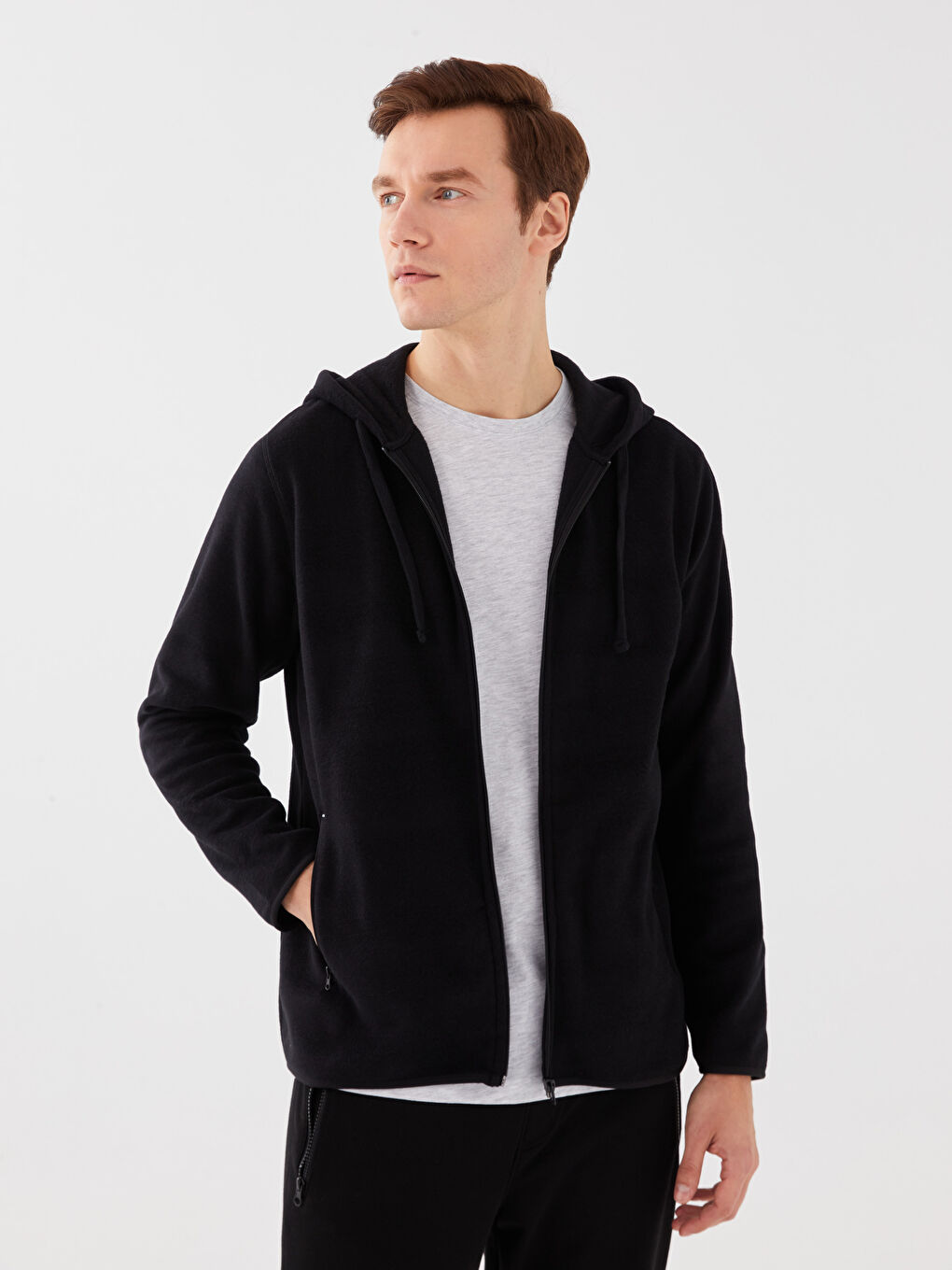 Relaxed Fit Hooded Long Sleeve Men's Sports Cardigan-2