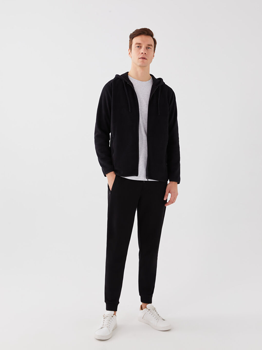 Relaxed Fit Hooded Long Sleeve Men's Sports Cardigan-3