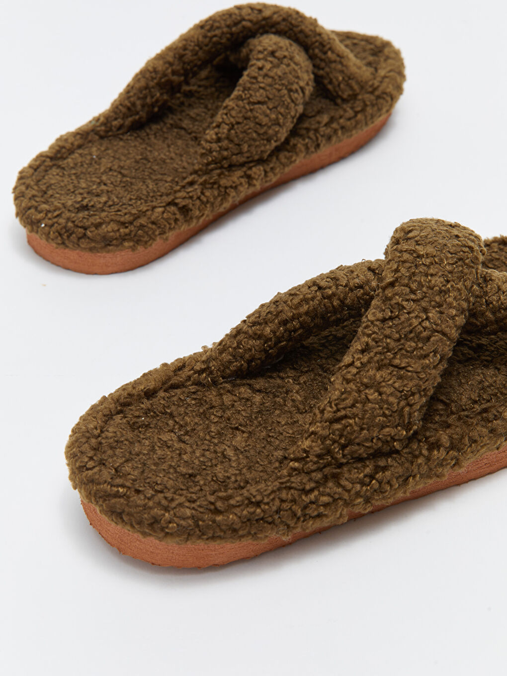 Haki Çapraz Bantlı Pelüş Kadın Ev Terliği-2