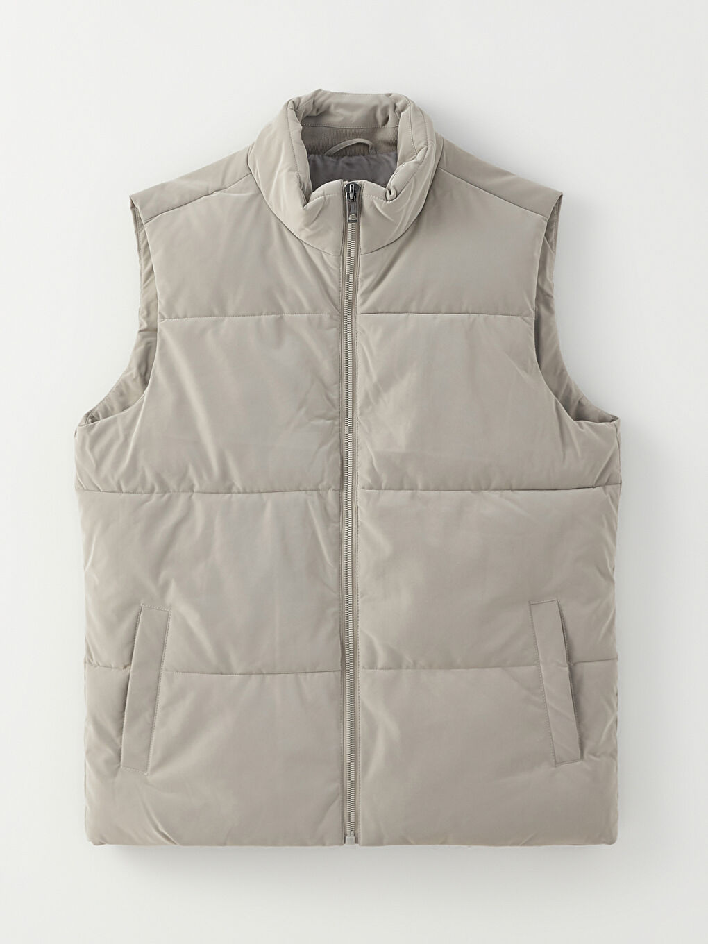 Gri Standart Kalıp Dik Yaka Erkek Yelek-8