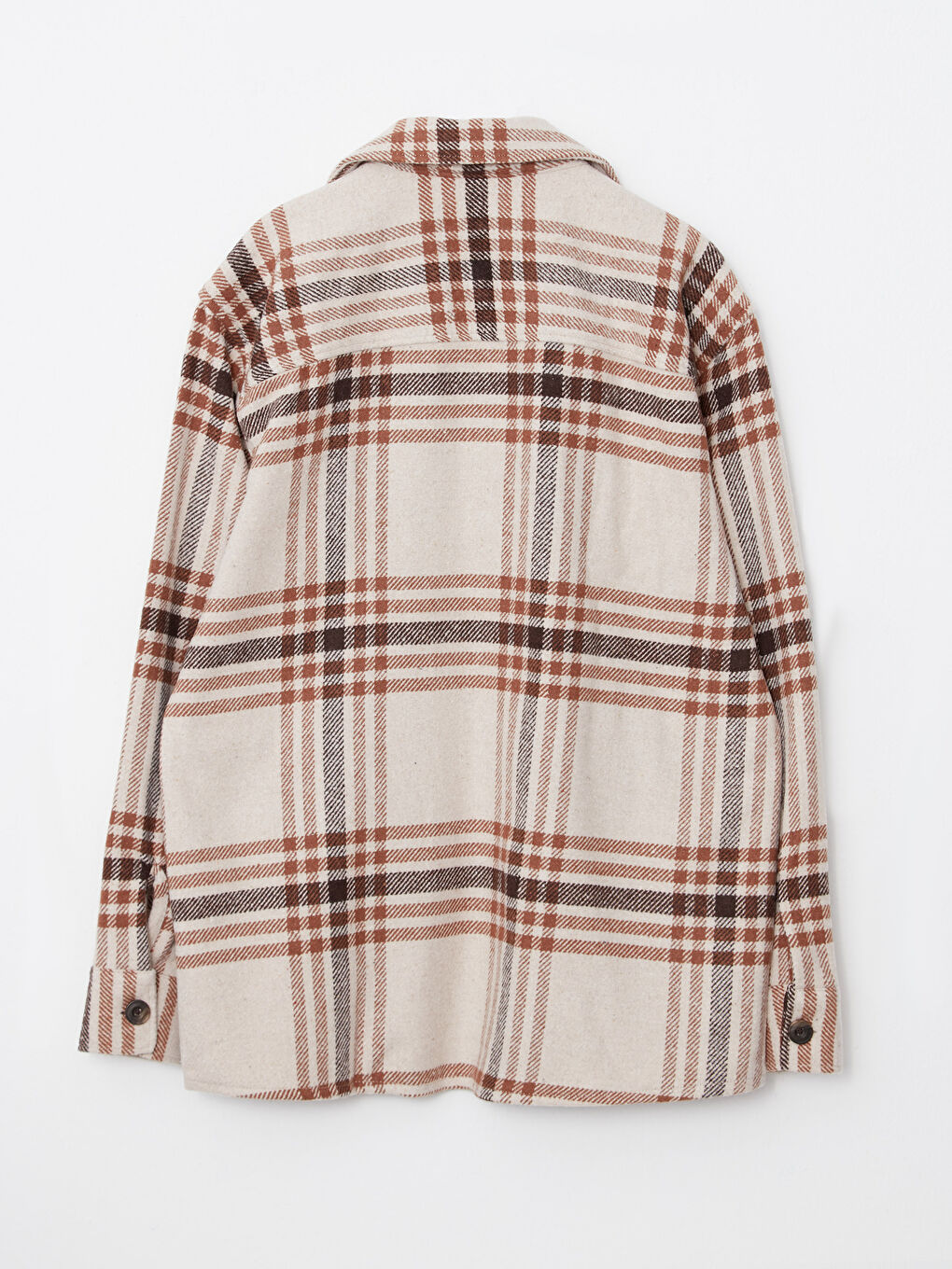 Ekru Rahat Kalıp Uzun Kollu Ekose Erkek Oduncu Gömlek Ceket-6