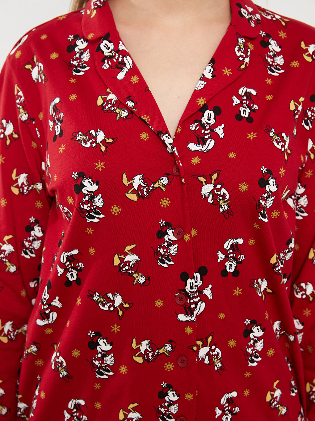 Shirt Collar Mickey Mouse Printed Long Sleeve Women's Pajamas Set-3