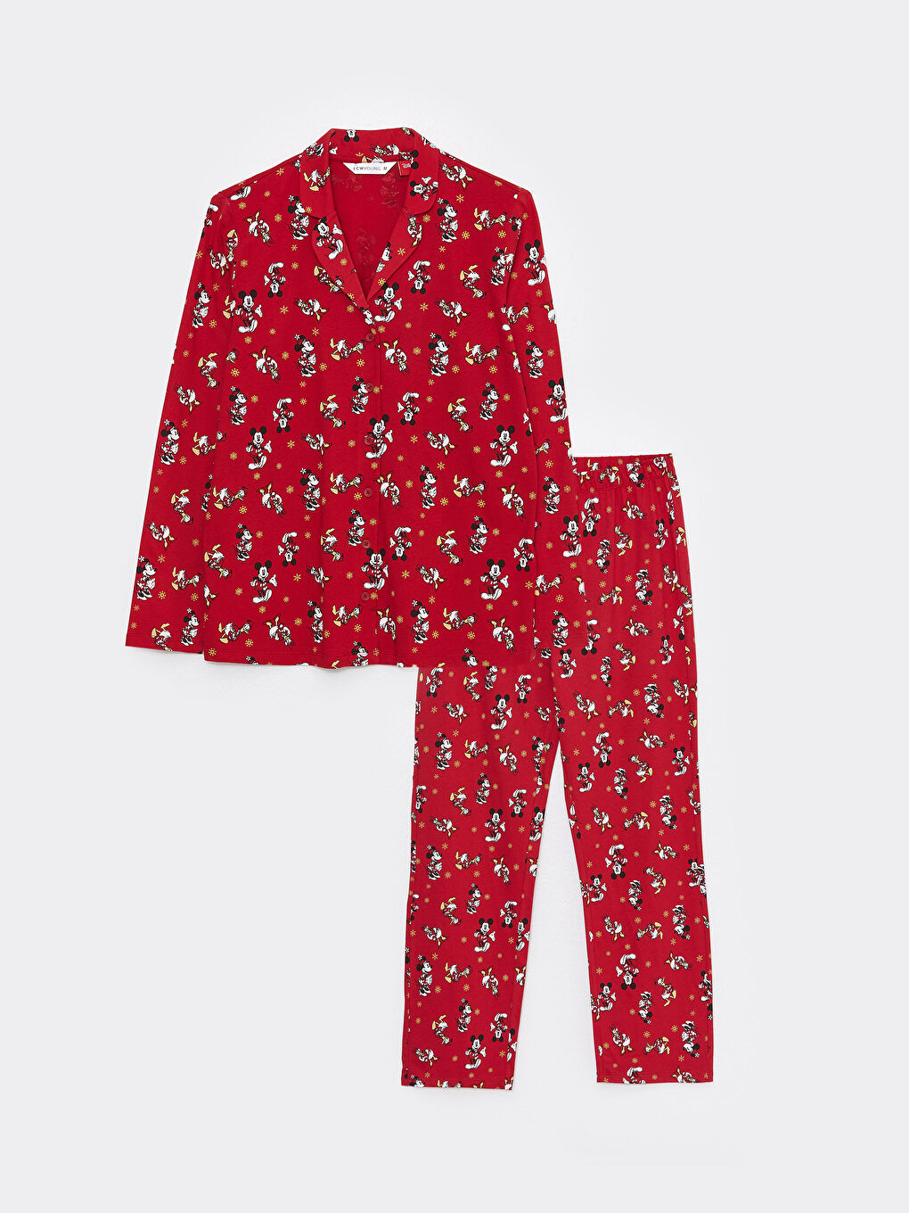 Shirt Collar Mickey Mouse Printed Long Sleeve Women's Pajamas Set-5