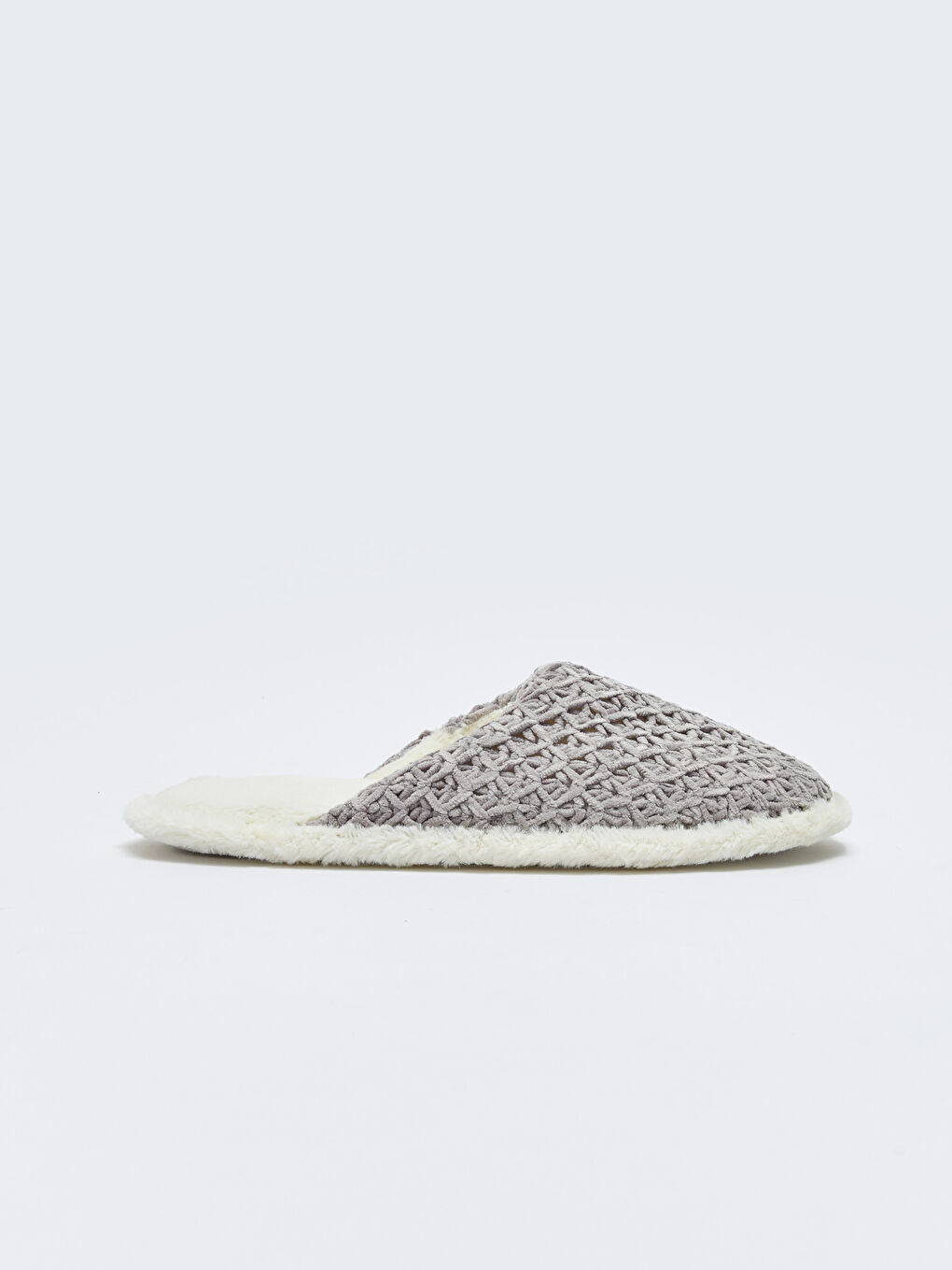 Gri Kendinden Desenli Kadın Ev Terliği-1