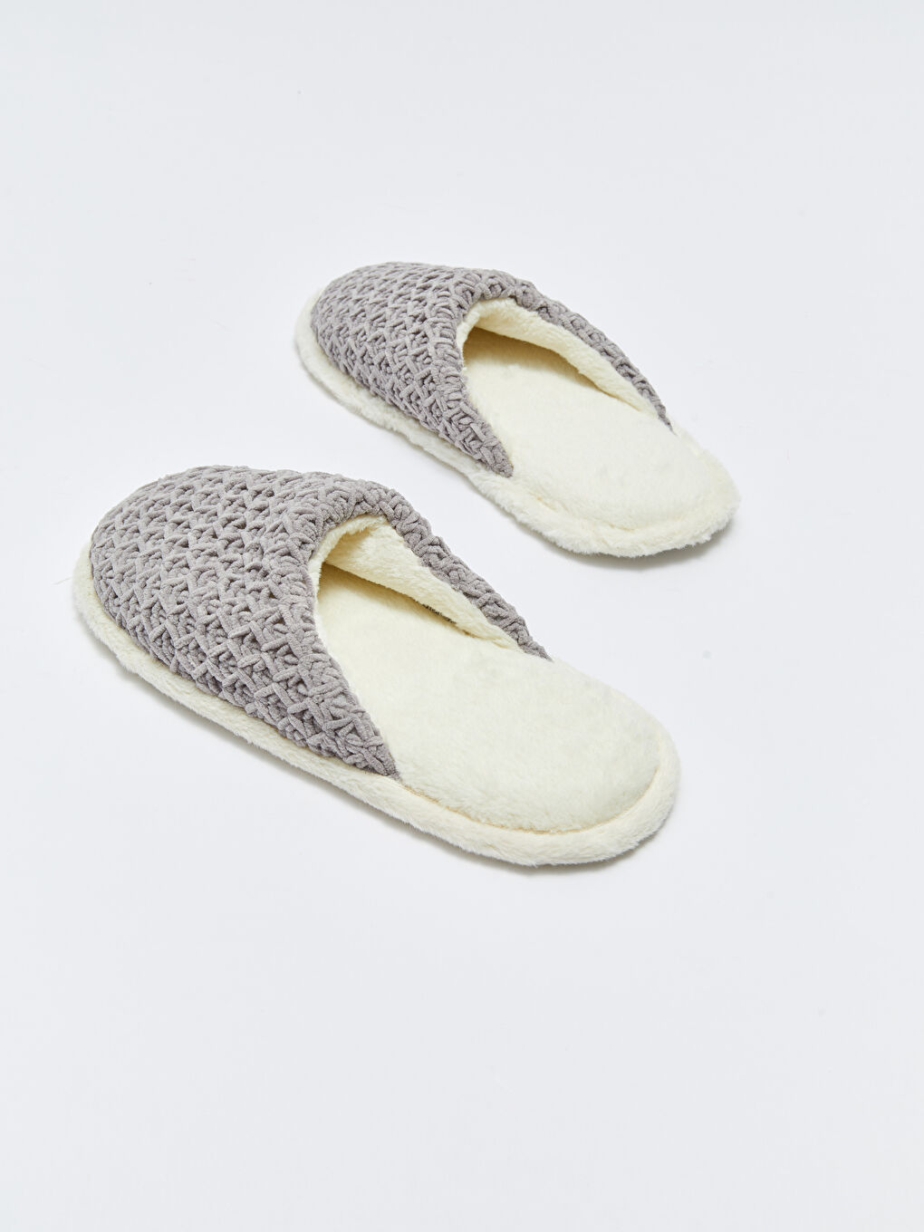 Gri Kendinden Desenli Kadın Ev Terliği-4