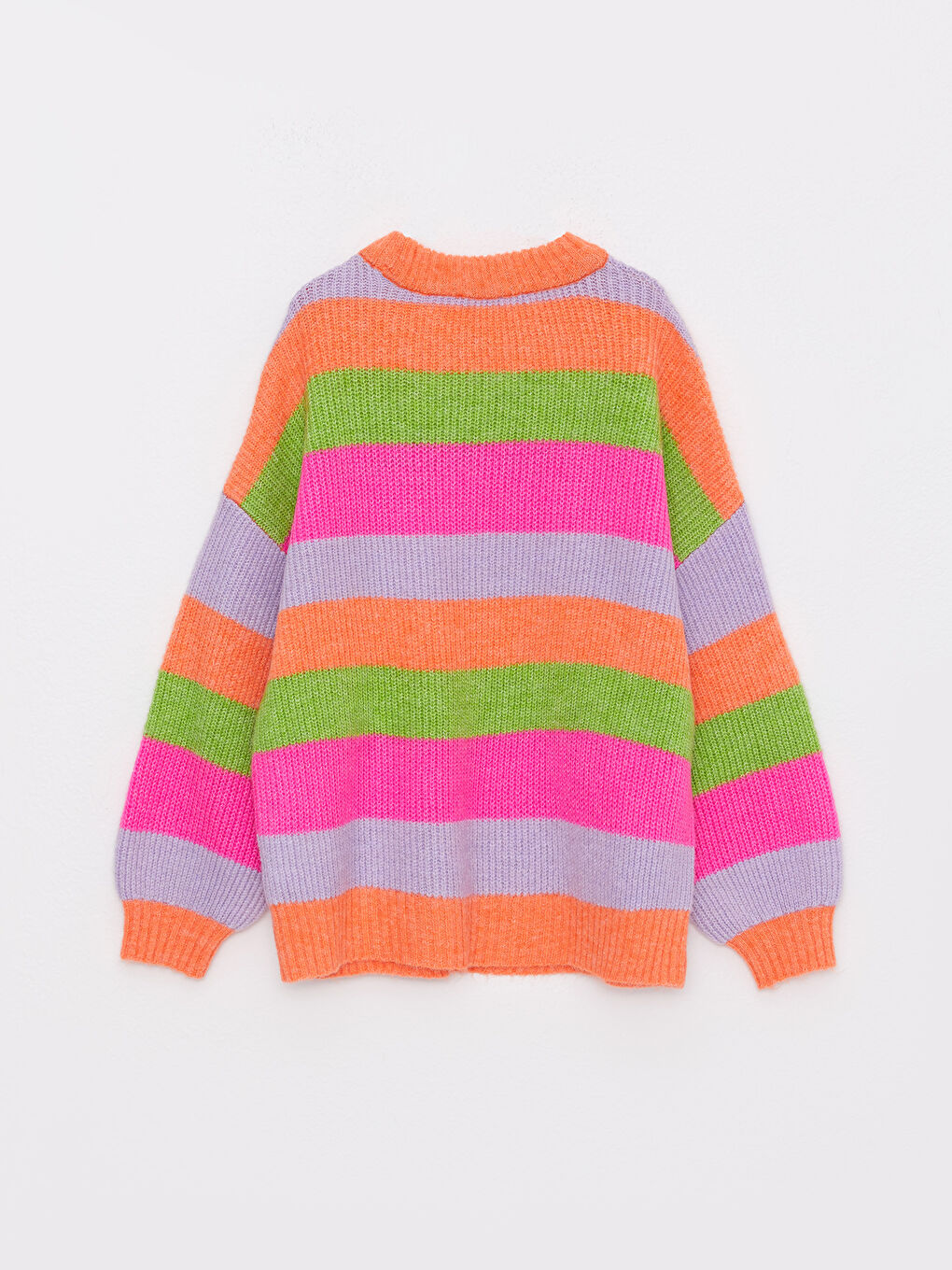 Turuncu Bisiklet Yaka Çizgili Uzun Kollu Kadın Kazak-1