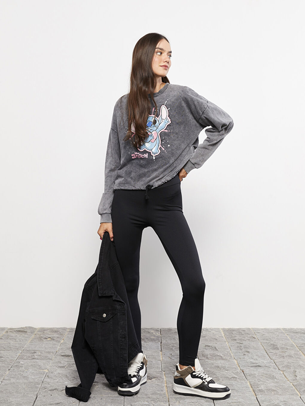 Women's Elasticated Waist Plain Leggings-1