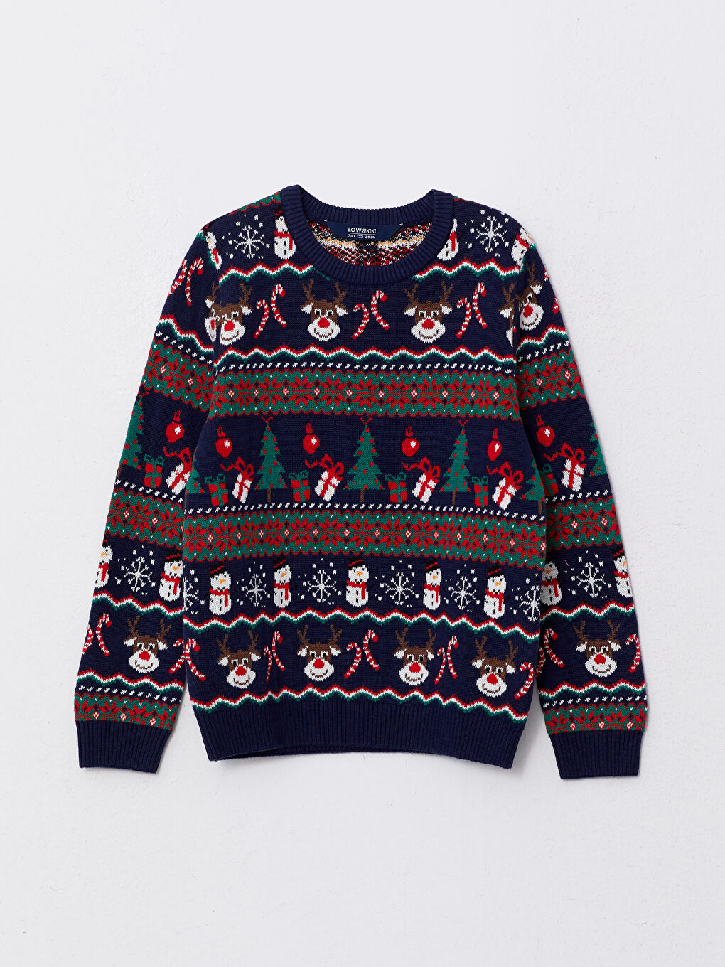 LCW Kids Rundhalsausschnitt Weihnachtsmotiv Langarm Jungen Strickpullover -W2AU33Z4-HFH