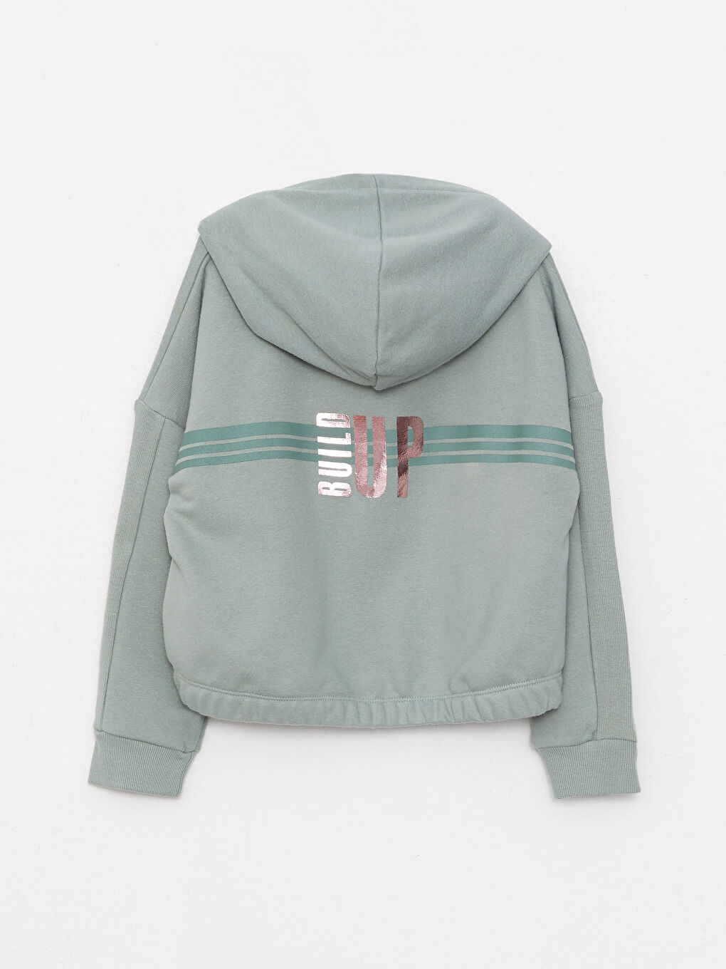 LCW Kids Mat Yeşil Kapüşonlu Baskılı Uzun Kollu Kız Çocuk Sweatshirt - 1