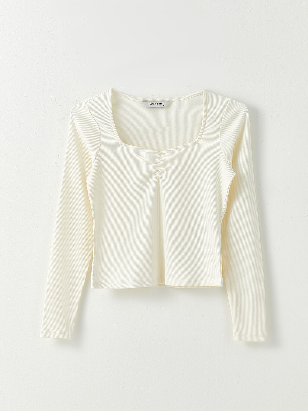 LCW Vision Square Collar Plain Long Sleeve Women's T-Shirt -W2AU64Z8-R9J