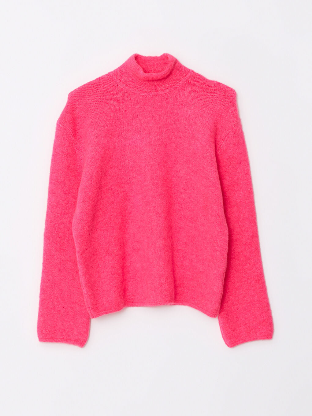 Fuşya Yarım Balıkçı Yaka Kadın Triko Kazak-5