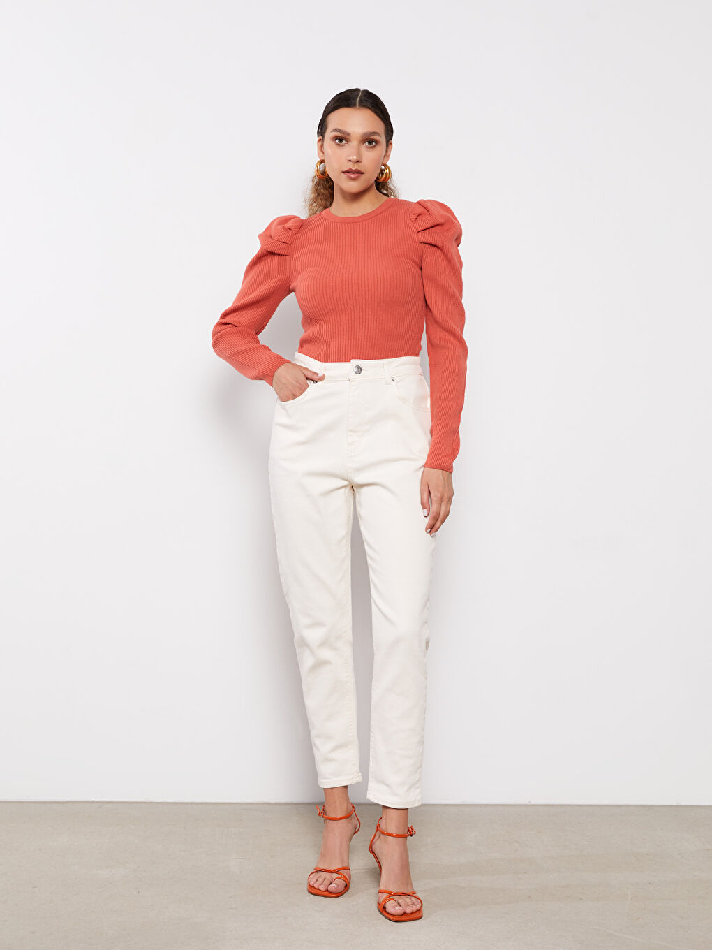 Crew Neck Plain Long Sleeve Women's Knitwear Sweater