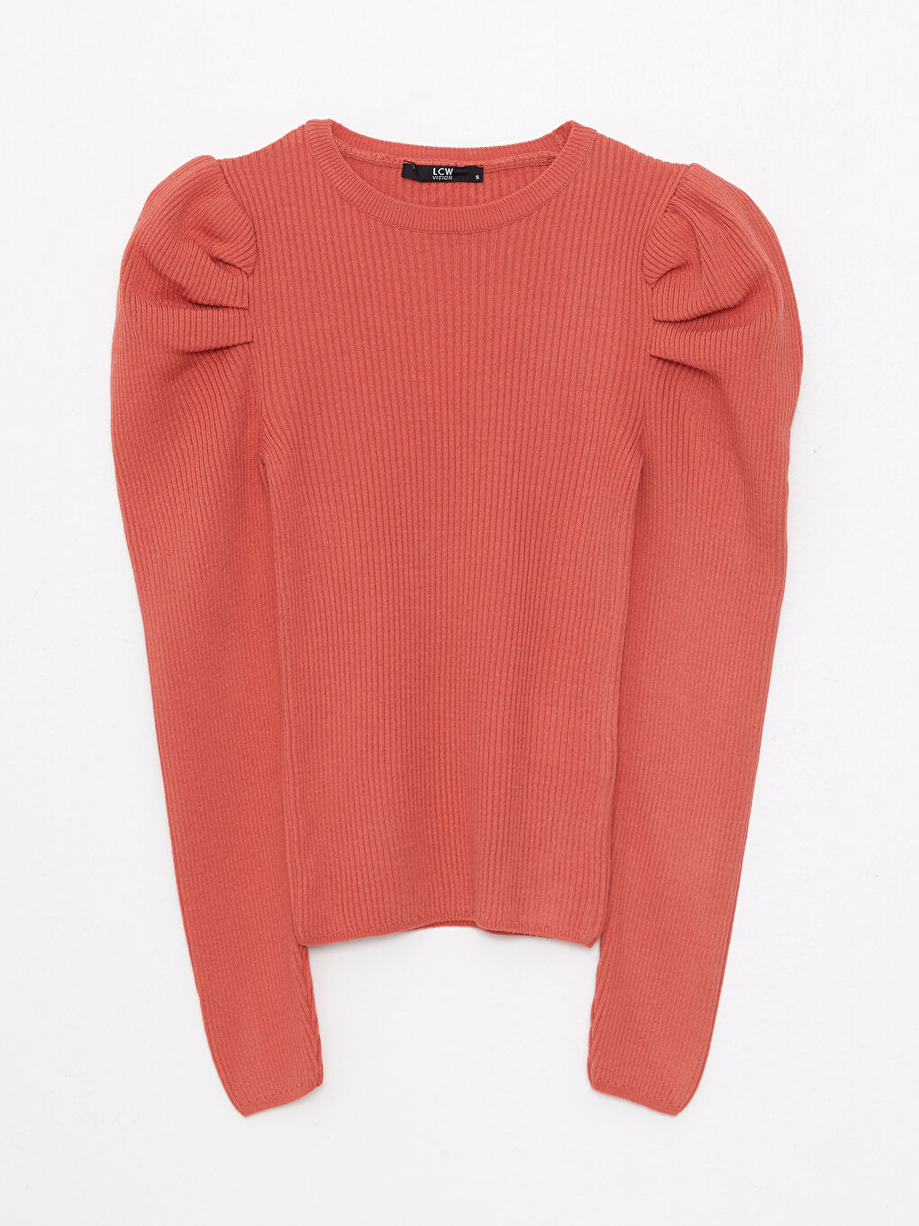 Crew Neck Plain Long Sleeve Women's Knitwear Sweater-5