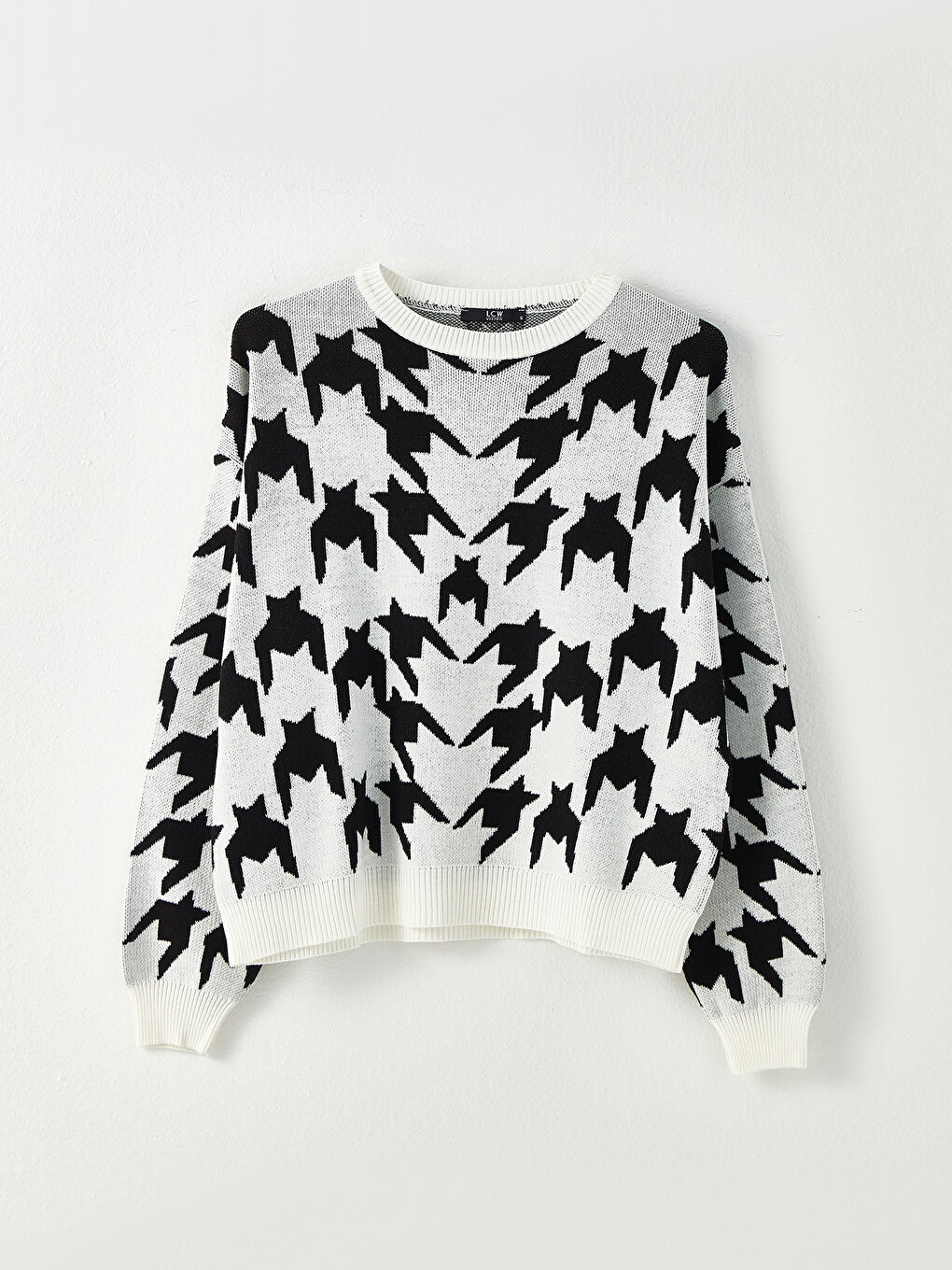 Crew Neck Sweater Patterned Long Sleeve Women's Knitwear Sweater-5