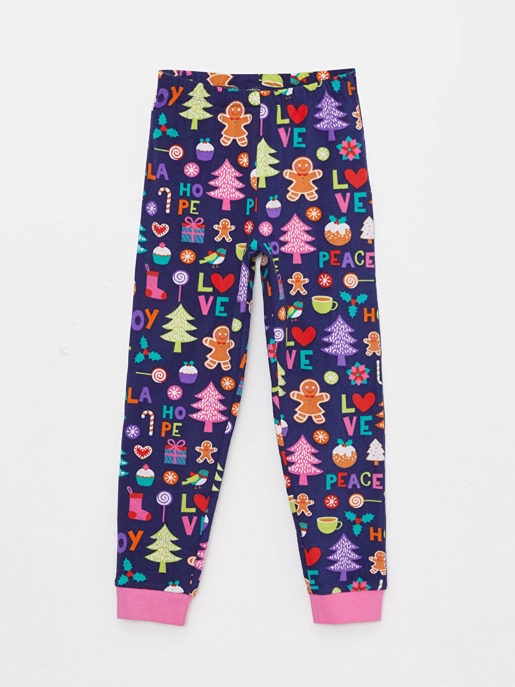 LCW Kids Crew Neck Patterned Long Sleeve Fleece Girls' Pajamas Set -W2AU85Z4-LSF