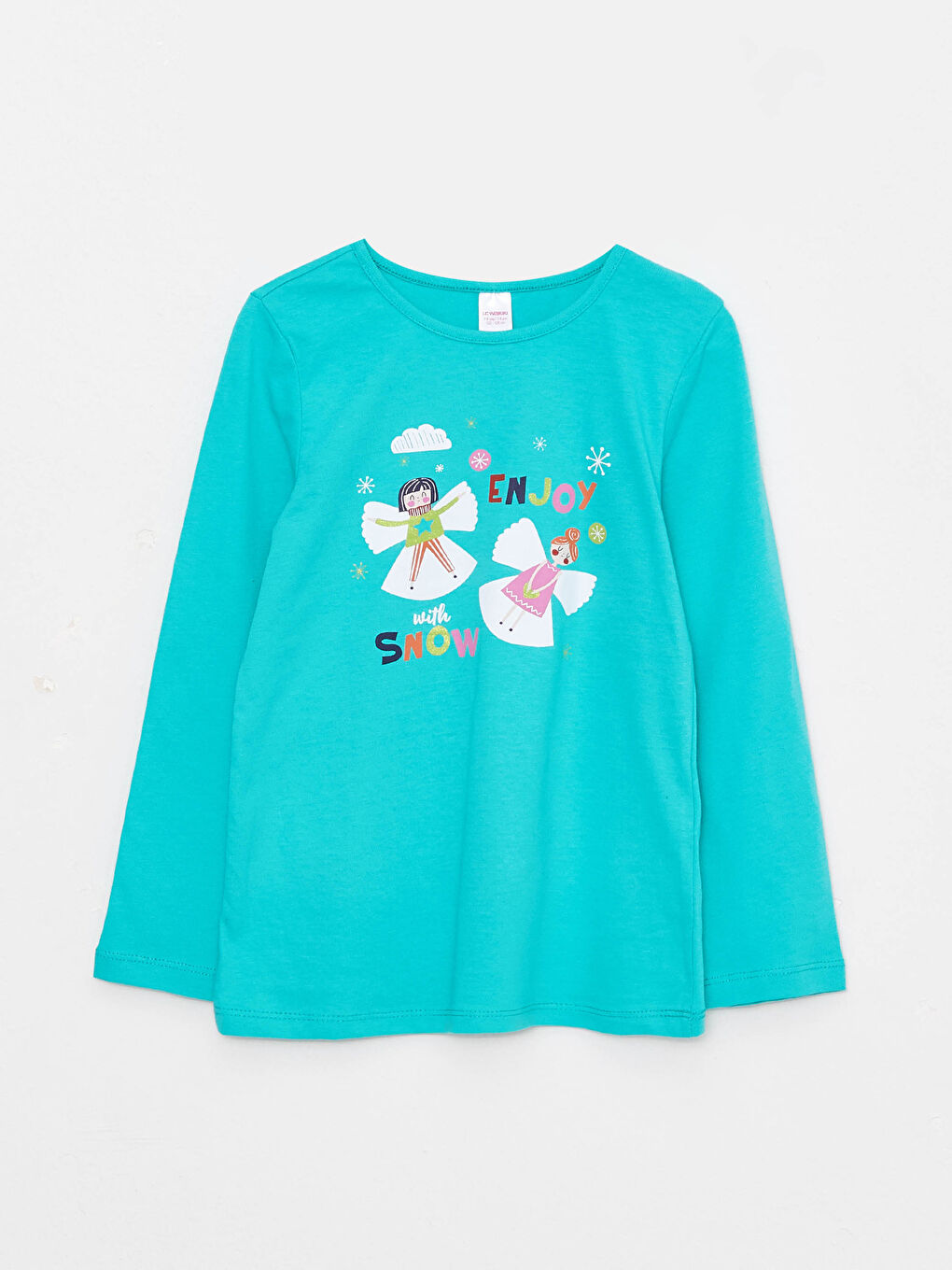 LCW Kids Bisiklet Yaka Baskılı Uzun Kollu Kız Çocuk Pijama Takımı -W2AU88Z4-FFL