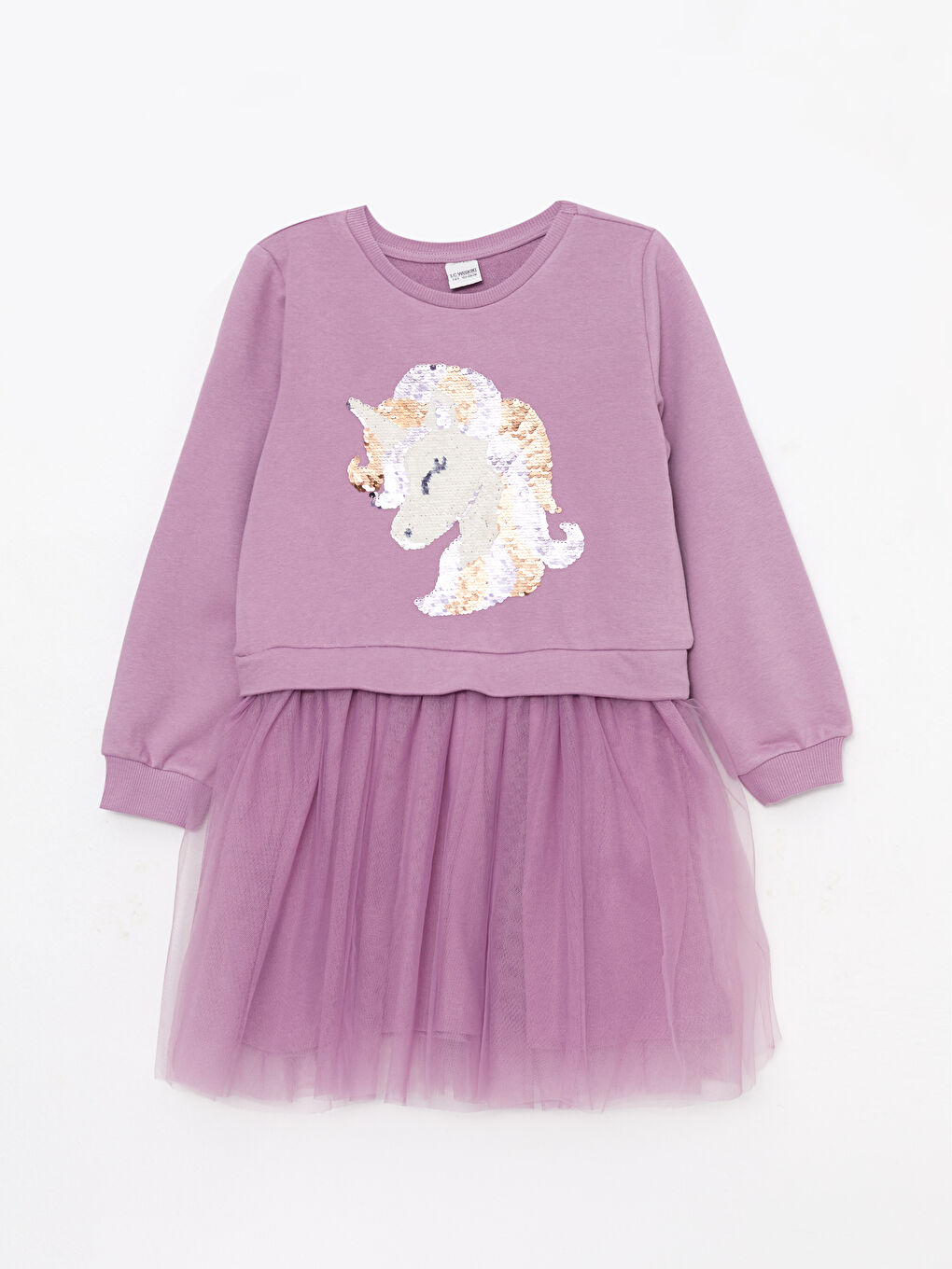 Crew Neck Two Way Sequined Long Sleeve Girls' Dress-2