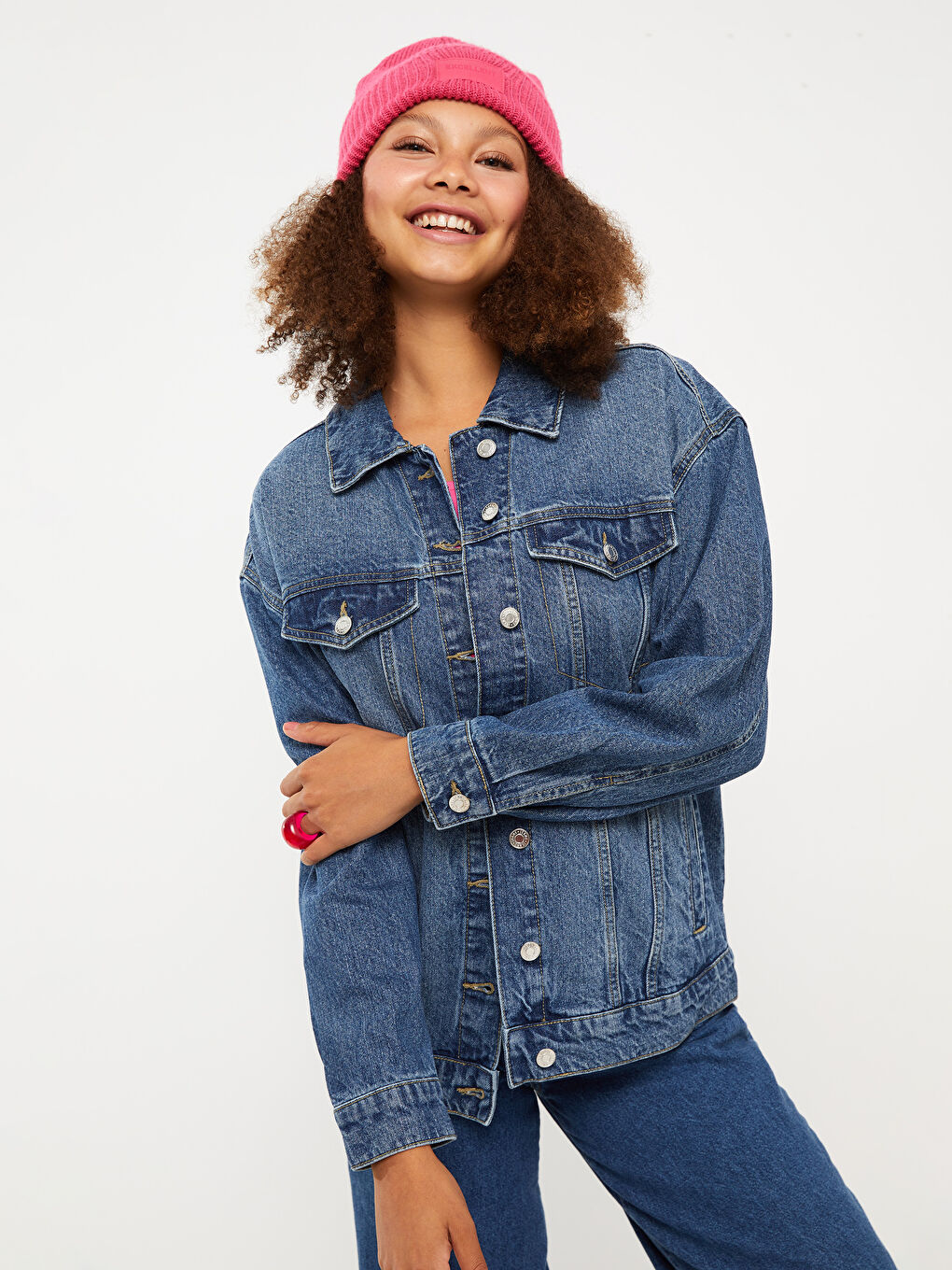 LCW Jeans Jacke mit Kragen für Damen aus Denim -W2AV03Z8-507