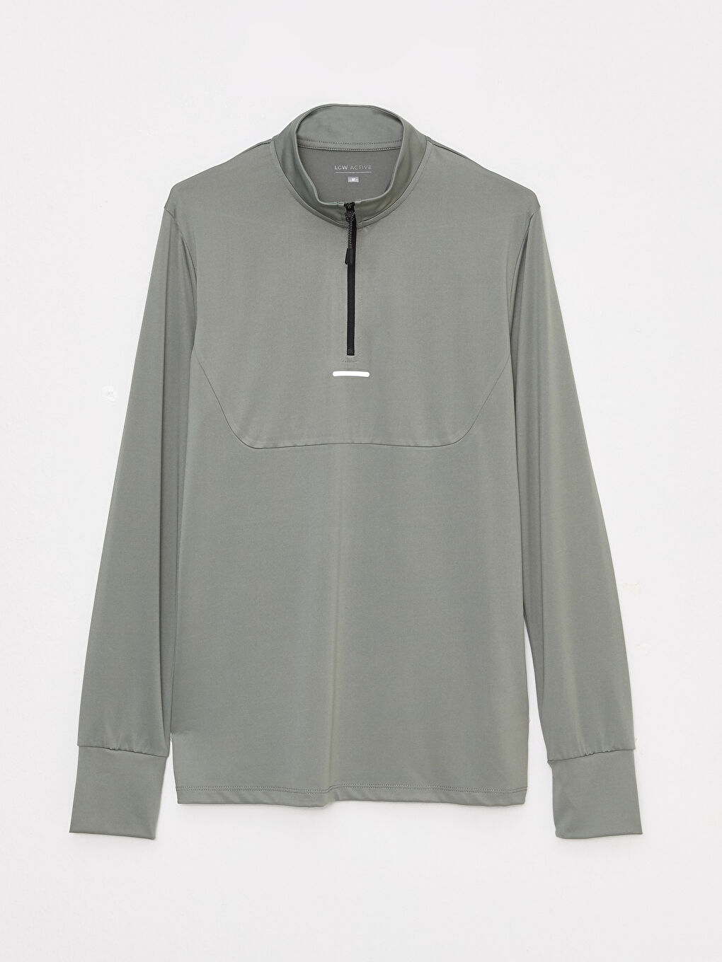 Haki Dik Yaka Uzun Kollu Erkek Spor Sweatshirt-5