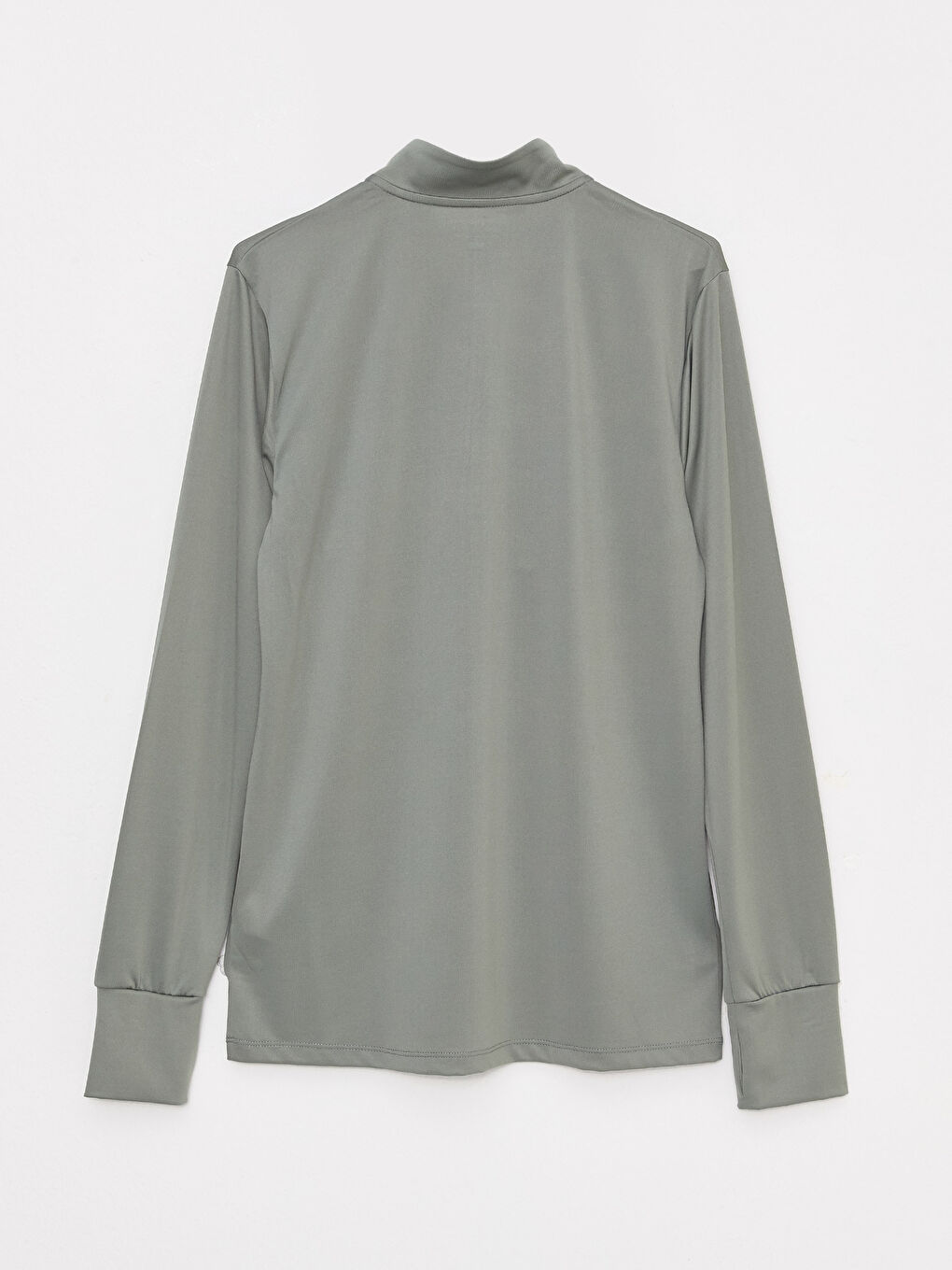 Haki Dik Yaka Uzun Kollu Erkek Spor Sweatshirt-6