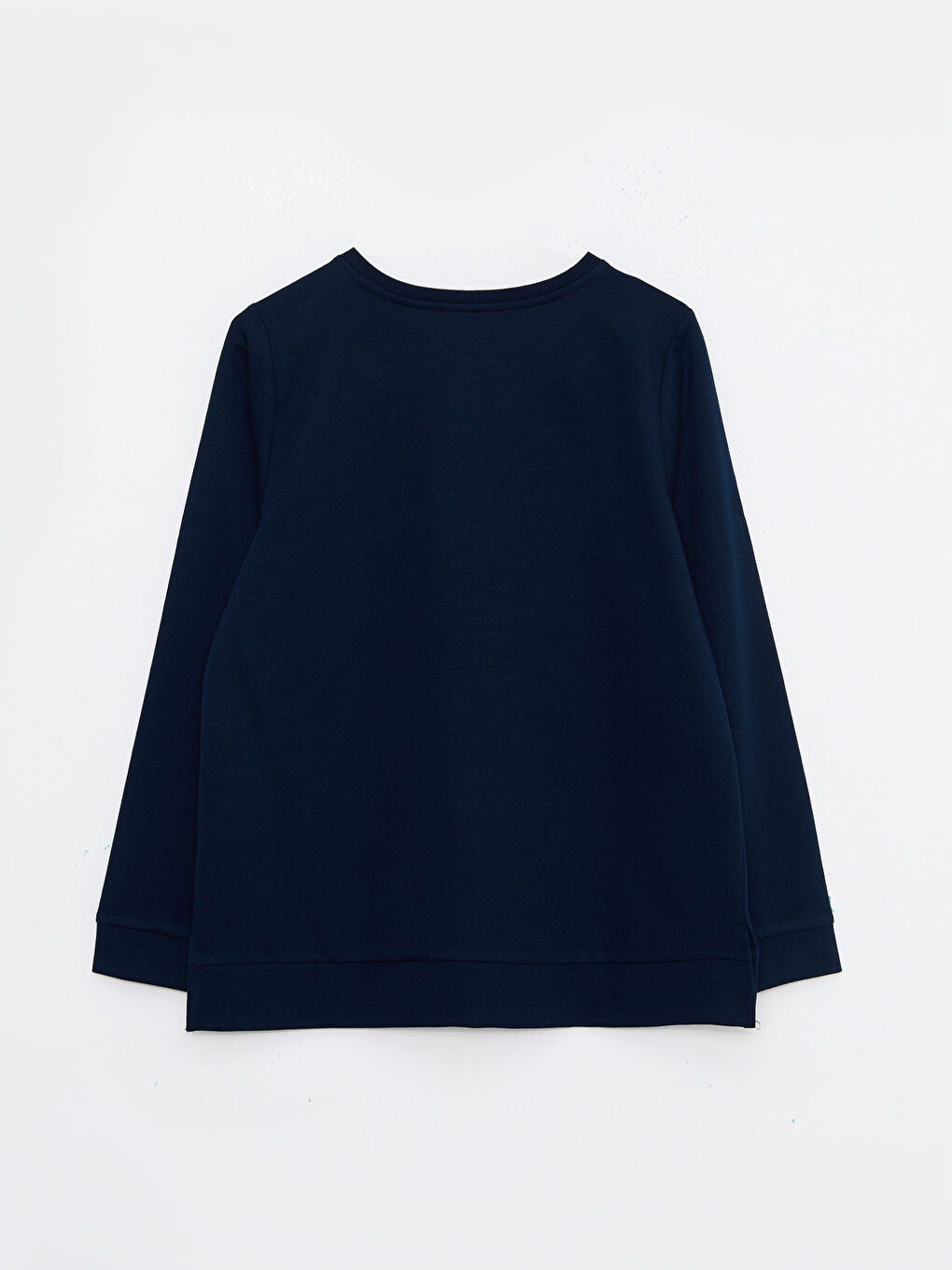 Lacivert Bisiklet Yaka Baskılı Uzun Kollu Kadın Sweatshirt-6