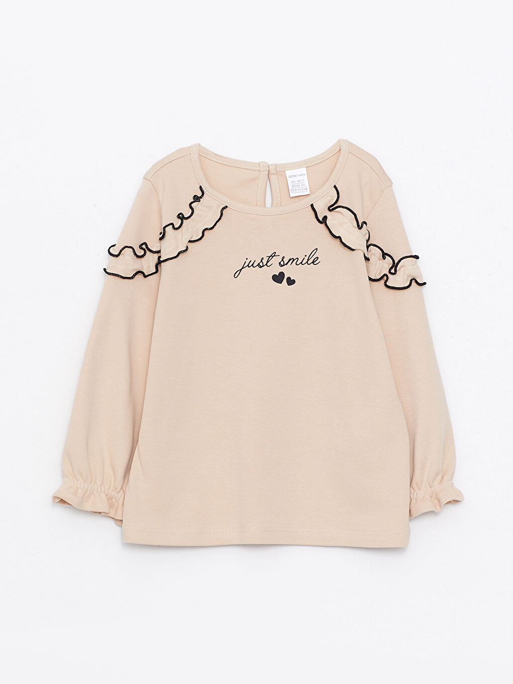 تيشيرت مطبوع كم طويل بياقة دائرية للبنات الرضع