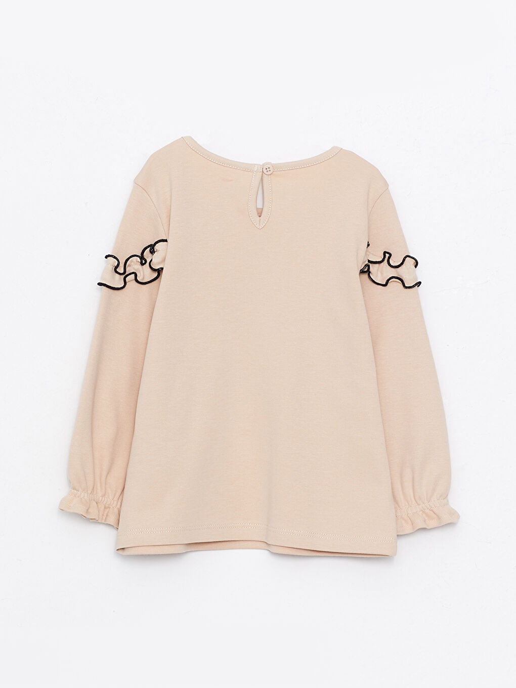 تيشيرت مطبوع كم طويل بياقة دائرية للبنات الرضع-1