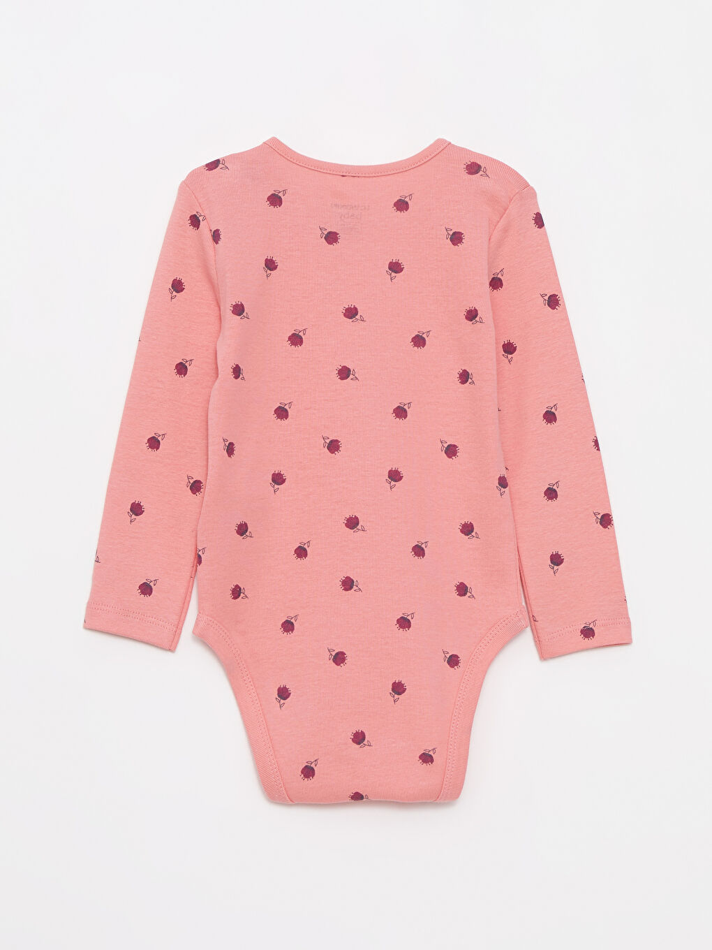 بدلة جسم بناتي رضع ياقة دائرية كم طويل قطن مطبوع مع كباسين في منطقة الحفاض - عبوة من ٣ قطع-2